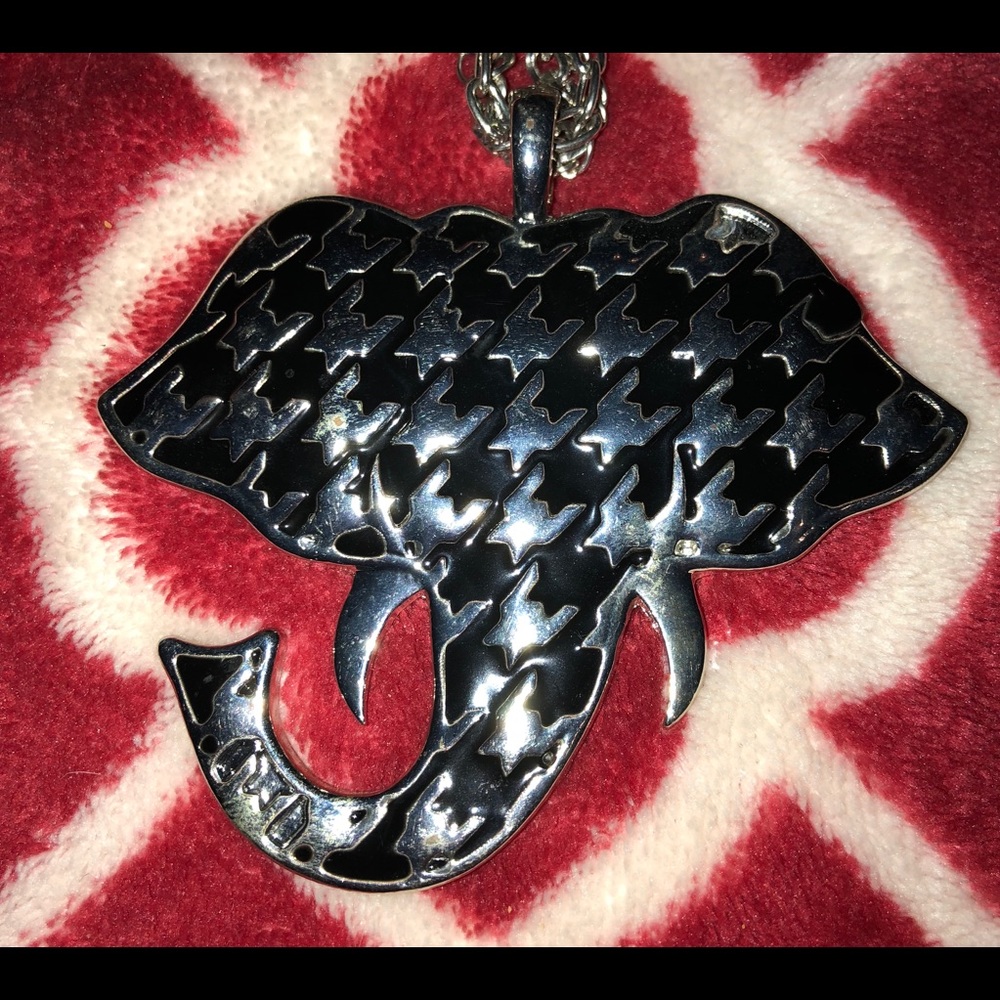 Houndstooth Elephant Necklace w/ matching earrings